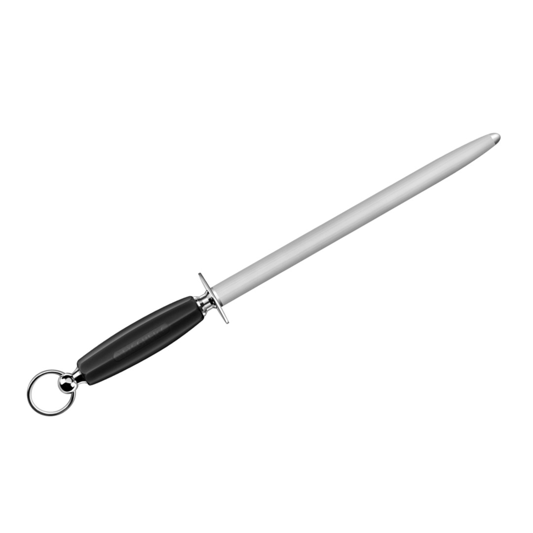 Oval Sharpening Steel 30cm, Black Soft Handle — Fischer France