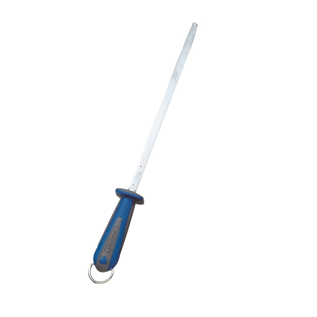 Round Sharpening Steel 30cm Blue Bi-Material Handle — Fischer France