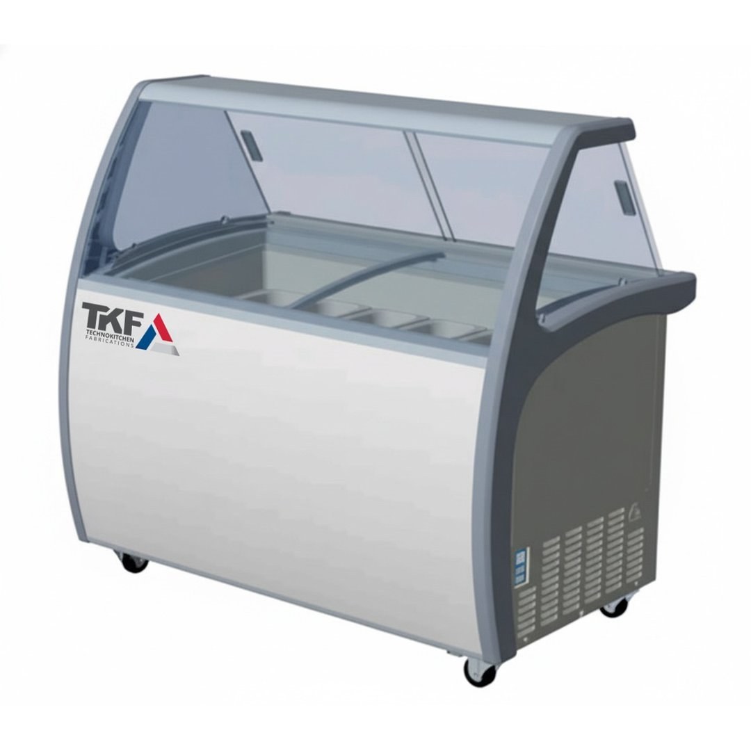 Ice Cream Display Refrigerator 9 Pans Curved Glass — TKF France